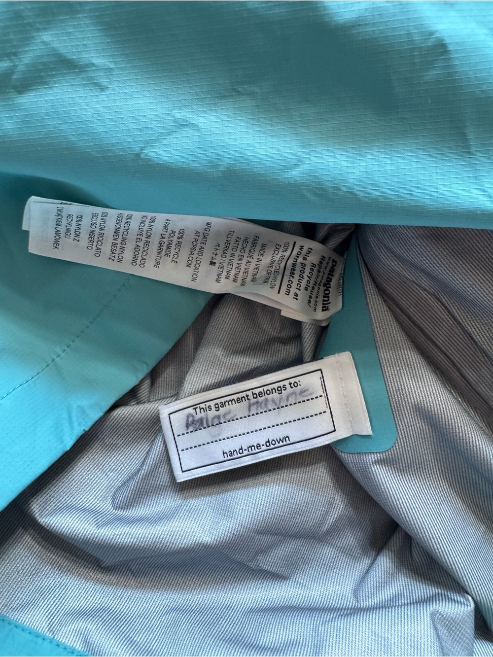 Patagonia Boys' Two-Tone Blue & Teal Raincoat - Picture 6 of 15